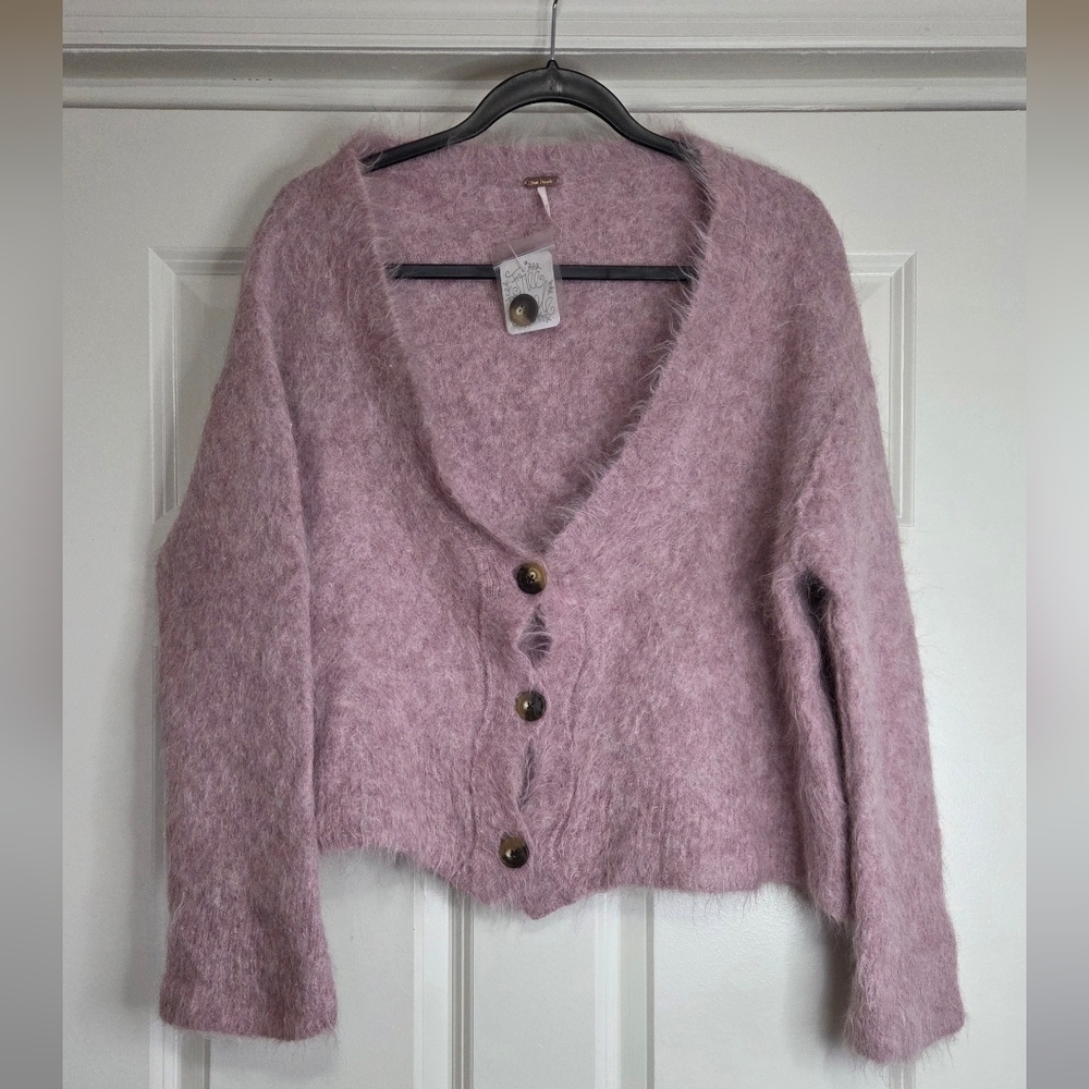 Free People Mauve Pink Alpaca Blend Cardigan Sweater - Size L